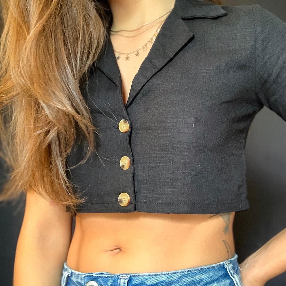 Black Addison Crop Top